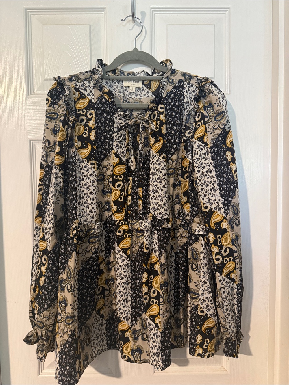 Umgee Black & Yellow Paisley Peasant Tunic